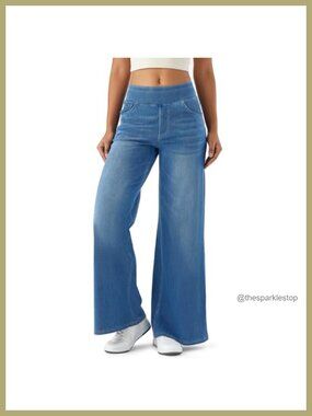 High Waisted Wide Leg Stretch Pull On Jeans